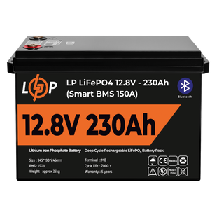 Акумулятор LP LiFePO4 12V (12,8V) - 230 Ah (2944Wh) (Smart BMS 150А) з BT пластик (20199) LP20199 фото