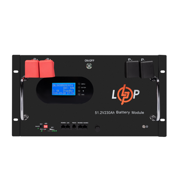 Акумулятор LP LiFePO4 51,2V - 230 Ah (11776Wh) (Smart BMS 200A) с LCD RM AB RS485/CAN (30386) LP30386 фото