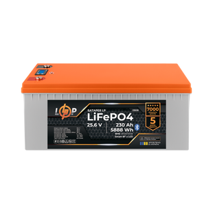 Акумулятор LP LiFePO4 25,6V - 230 Ah (5888Wh) (BMS 200A/100А) пластик LCD Smart BT (23535) LP23535 фото