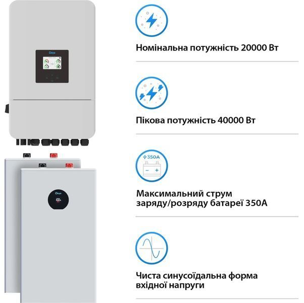 Система зберігання енергії DEYE SV-3DE20K1-LDE32K1-1 20kW 32.2kWh 2BAT LiFePO4 &ge;6000 циклів (SV-3DE20K1-LDE32K1-1) SV-3DE20K1-LDE32K1-1 фото