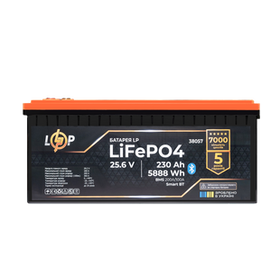 Акумулятор LP LiFePO4 25,6V - 230 Ah (5888Wh) (BMS 200A/100А) пластик Smart BT (38057) LP38057 фото