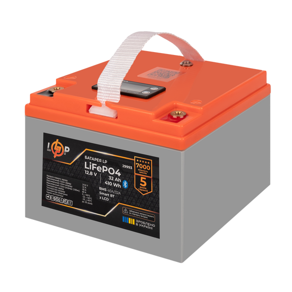 Акумулятор LP LiFePO4 12,8V - 32 Ah (410Wh) (BMS 40А/32A) пластик LCD Smart BT (29993) LP29993 фото